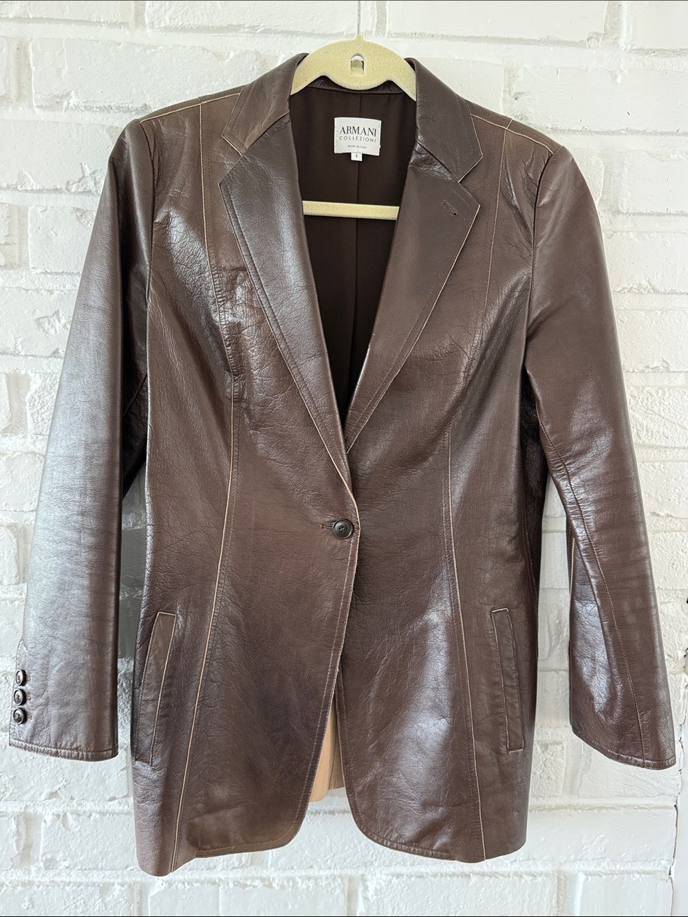Armani Collezioni Dark Brown Leather Blazer